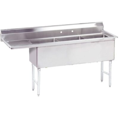 Advance Tabco FS-3-2424-18L 92″ (3) Three Compartment Sink