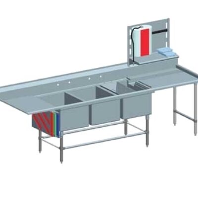 Eagle Group FNP2860-3-18L-48TR 132″ (3) Three Compartment Sink